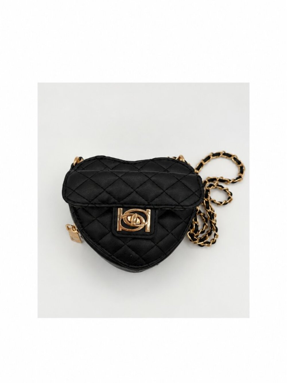 Bebe Solana Black Quilted Heart Crossbody Bag E02-5091